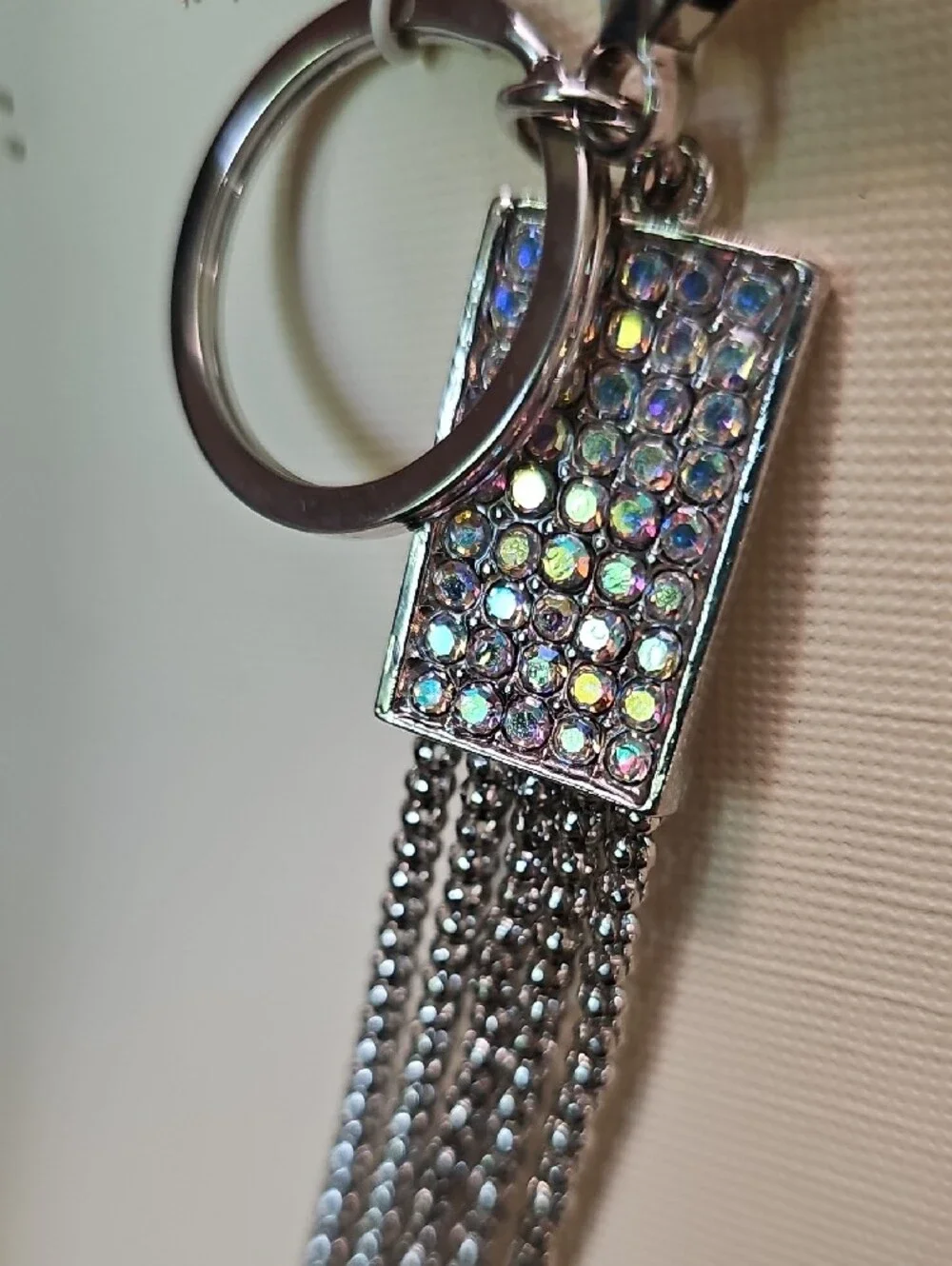 Silver Crystal Tassel Key Chain / Bag Charm